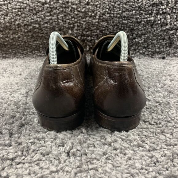 Ennesi Gold Shoes Mens 11 M Leather Loafers Slip On Pleated Brown Dress VTG main image 5